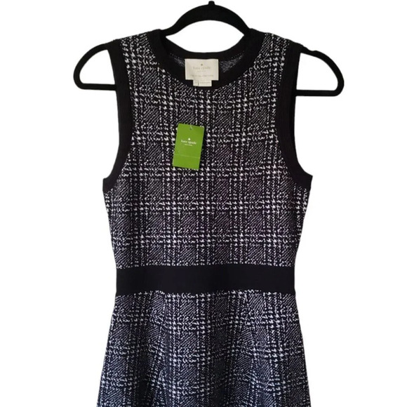 Kate Spade Out West Sleeveless Mod Plaid Sweater Dress Black/White Size XS - Picture 8 of 10